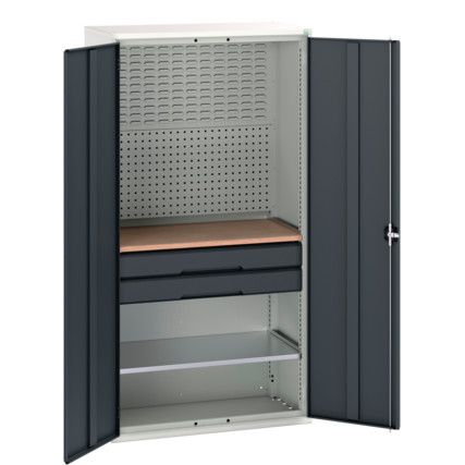 Verso Storage Cabinet, 2 Doors, Anthracite Grey, 2000 x 1050 x 550mm