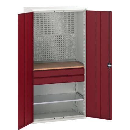 Verso Storage Cabinet, 2 Doors, Red, 2000 x 1050 x 550mm