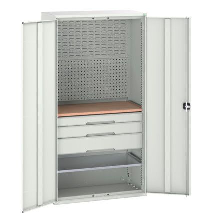 Verso Storage Cabinet, 2 Doors, Light Grey, 2000 x 1050 x 550mm