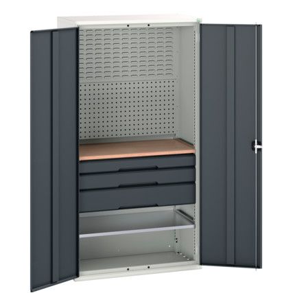 Verso Storage Cabinet, 2 Doors, Anthracite Grey, 2000 x 1050 x 550mm