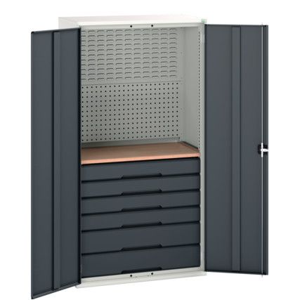 Verso Storage Cabinet, 2 Doors, Anthracite Grey, 2000 x 1050 x 550mm