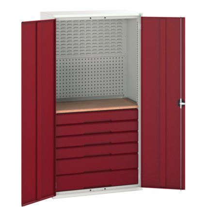 Verso Storage Cabinet, 2 Doors, Red, 2000 x 1050 x 550mm