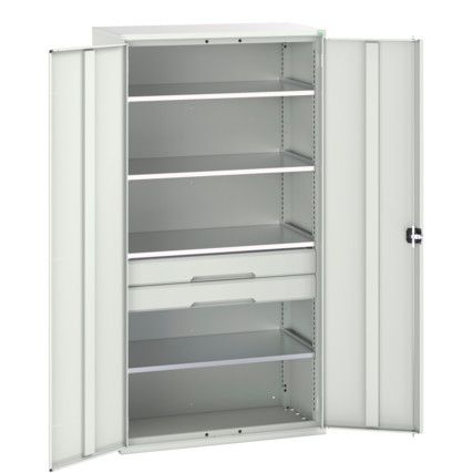 Verso Kitted Cupboard, 2 Doors, Light Grey, 2000 x 1050 x 550mm