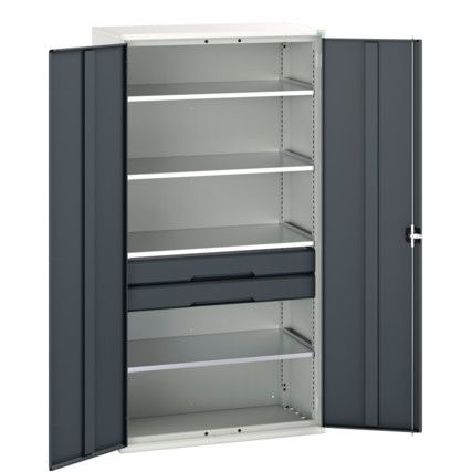 Verso Kitted Cupboard, 2 Doors, Anthracite Grey, 2000 x 1050 x 550mm