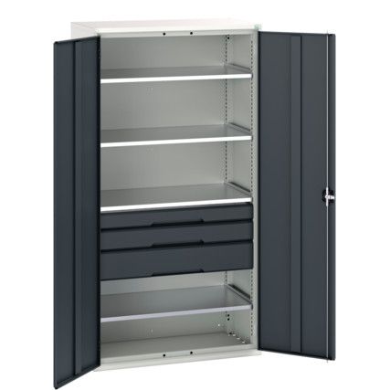 Verso Kitted Cupboard, 2 Doors, Anthracite Grey, 2000 x 1050 x 550mm