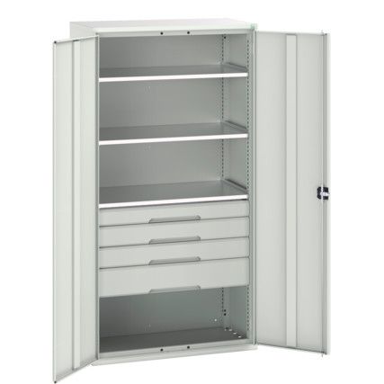 Verso Kitted Cupboard, 2 Doors, Light Grey, 2000 x 1050 x 550mm