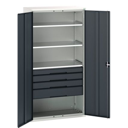 Verso Kitted Cupboard, 2 Doors, Anthracite Grey, 2000 x 1050 x 550mm