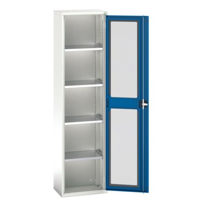 Verso Storage Cabinet, Single Clearview Door, Blue, 2000 x 525 x 350mm