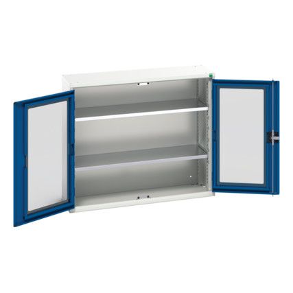 Verso Storage Cabinet, Single Clearview Door, Blue, 900 x 1050 x 1050mm