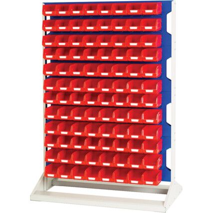 Verso, Louvred Panel/Storage Bins, Steel/Plastic, Light Grey/Blue/Red, 1000x550x1450mm