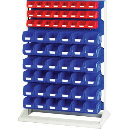 Verso, Louvred Panel/Storage Bins, Steel/Plastic, Light Grey/Blue/Red, 1000x550x1450mm