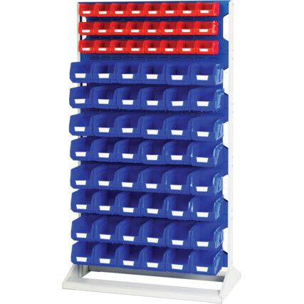 Verso, Louvred Panel/Storage Bins, Steel/Plastic, Light Grey/Blue, 1000x550x1775mm