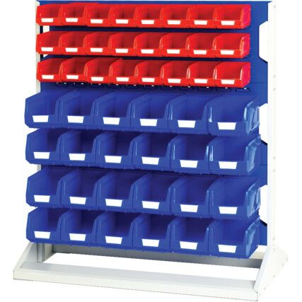 Verso, Louvred Panel/Storage Bins, Steel/Plastic, Light Grey/Blue, 1000x550x1125mm