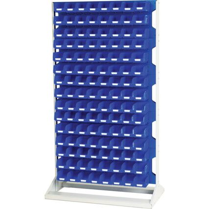 Verso, Louvred Panel/Storage Bins, Steel/Plastic, Light Grey/Blue/Red, 1000x550x1775mm