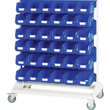 Verso, Louvred Panel/Storage Bins, Steel/Plastic, Light Grey/Blue, 1000x550x1250mm