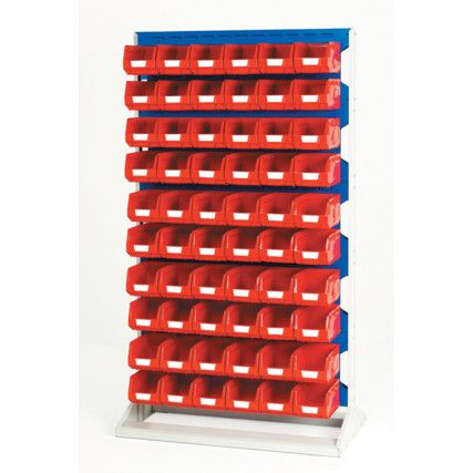 Verso, Louvred Panel/Storage Bins, Steel/Plastic, Light Grey/Blue, 1000x550x1775mm