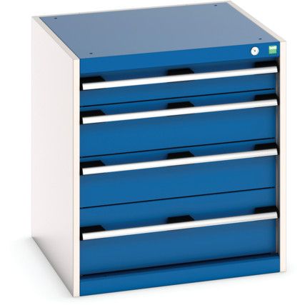 Cubio Drawer Cabinet, 4 Drawers, Blue/Light Grey, 700 x 650 x 650mm