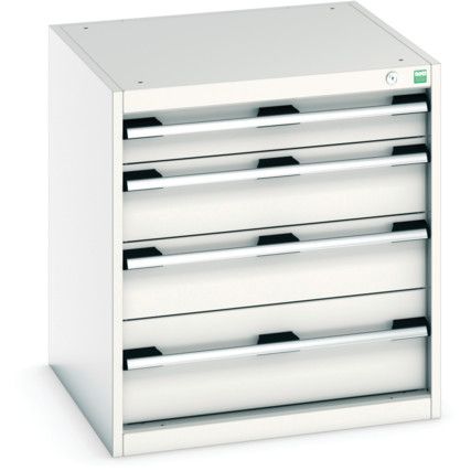 Cubio Drawer Cabinet, 4 Drawers, Light Grey, 700 x 650 x 650mm