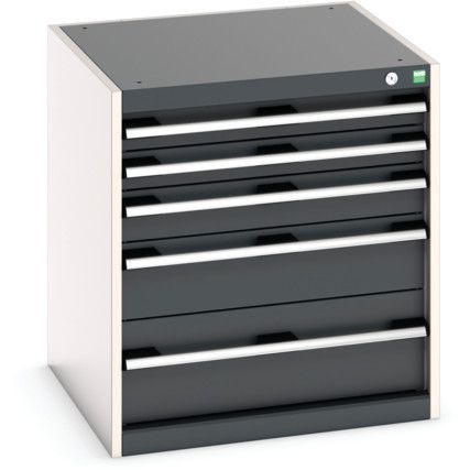 Cubio Drawer Cabinet, 5 Drawers, Anthracite Grey/Light Grey, 700 x 650 x 650mm