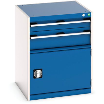 Cubio Drawer Cabinet, 2 Drawers, Blue/Light Grey, 800 x 650 x 650mm