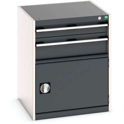 Cubio Drawer Cabinet, 2 Drawers, Anthracite Grey/Light Grey, 800 x 650 x 650mm