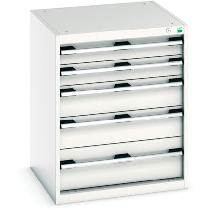 Cubio Drawer Cabinet, 5 Drawers, Light Grey, 800 x 650 x 650mm