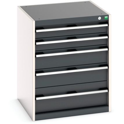 Cubio Drawer Cabinet, 5 Drawers, Anthracite Grey/Light Grey, 800 x 650 x 650mm