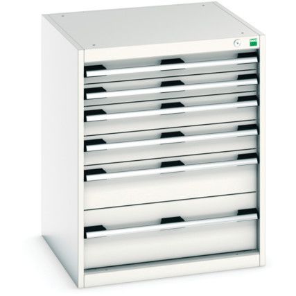 Cubio Drawer Cabinet, 6 Drawers, Light Grey, 800 x 650 x 650mm