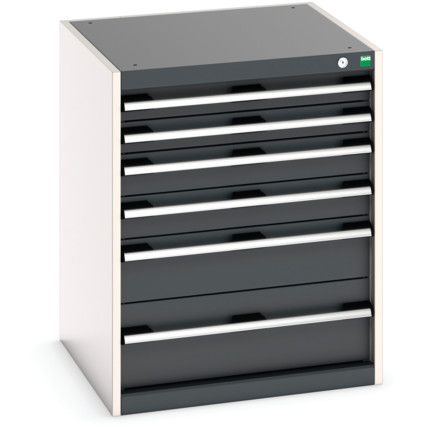 Cubio Drawer Cabinet, 6 Drawers, Anthracite Grey/Light Grey, 800 x 650 x 650mm