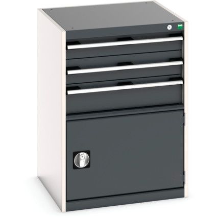 Cubio Drawer Cabinet, 3 Drawers, Anthracite Grey/Light Grey, 900 x 650 x 650mm