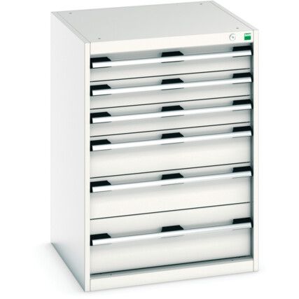 Cubio Drawer Cabinet, 6 Drawers, Light Grey, 900 x 650 x 650mm