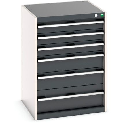 Cubio Drawer Cabinet, 6 Drawers, Anthracite Grey/Light Grey, 900 x 650 x 650mm