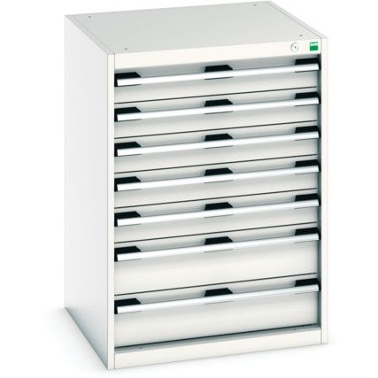 Cubio Drawer Cabinet, 7 Drawers, Light Grey, 900 x 650 x 650mm