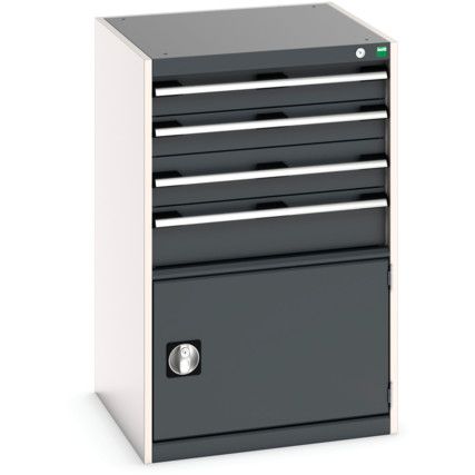 Cubio Drawer Cabinet, 4 Drawers, Anthracite Grey/Light Grey, 1000 x 650 x 650mm