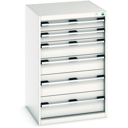 Cubio Drawer Cabinet, 6 Drawers, Light Grey, 1000 x 650 x 650mm