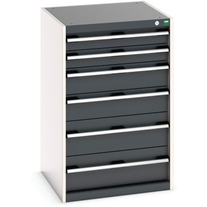 Cubio Drawer Cabinet, 6 Drawers, Anthracite Grey/Light Grey, 1000 x 650 x 650mm