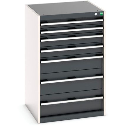 Cubio Drawer Cabinet, 7 Drawers, Anthracite Grey/Light Grey, 1000 x 650 x 650mm