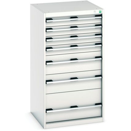 Cubio Drawer Cabinet, 7 Drawers, Light Grey, 1200 x 650 x 650mm