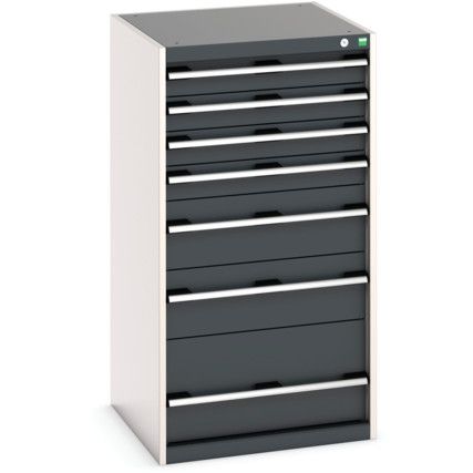 Cubio Drawer Cabinet, 7 Drawers, Anthracite Grey/Light Grey, 1200 x 650 x 650mm