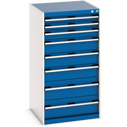 Cubio Drawer Cabinet, 8 Drawers, Blue/Light Grey, 1200 x 650 x 650mm