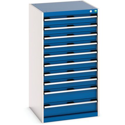 Cubio Drawer Cabinet, 10 Drawers, Blue/Light Grey, 1200 x 650 x 650mm