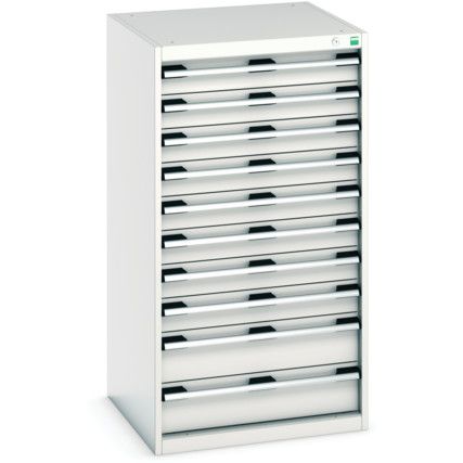 Cubio Drawer Cabinet, 10 Drawers, Light Grey, 1200 x 650 x 650mm