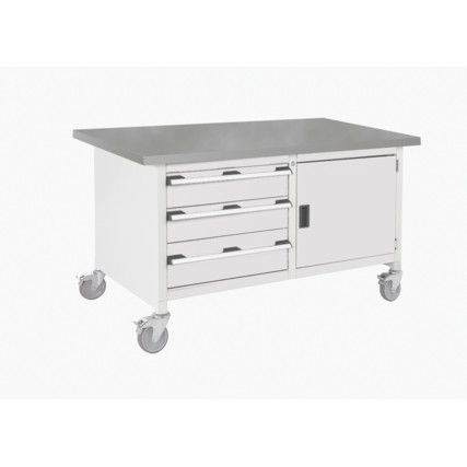 Cubio, Mobile Workbench, Light Grey, 840mm x 1500mm x 750mm