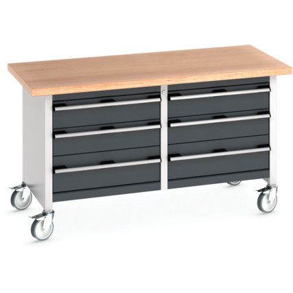 Cubio, Mobile Workbench, Anthracite Grey, 840mm x 1500mm x 750mm