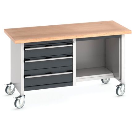 Cubio, Mobile Workbench, Anthracite Grey, 840mm x 1500mm x 750mm