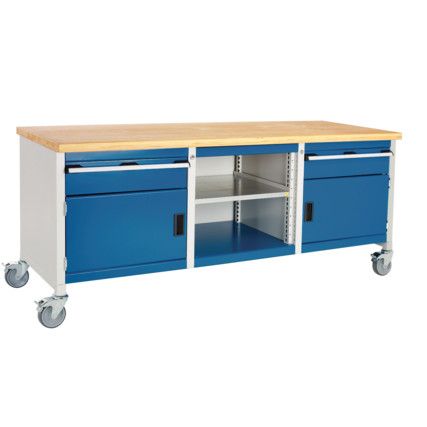 Cubio, Mobile Workbench, Light Grey, 840mm x 2000mm x 750mm