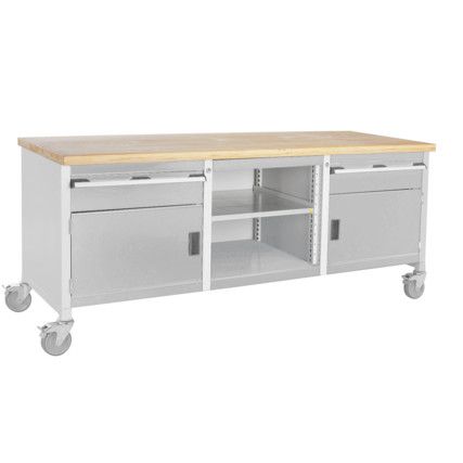 Cubio, Mobile Workbench, Light Grey, 840mm x 2000mm x 750mm