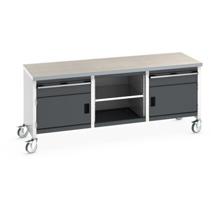 Cubio, Mobile Workbench, Anthracite Grey, 840mm x 2000mm x 750mm