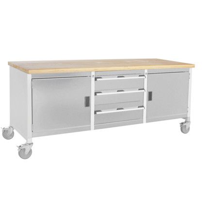 Cubio, Mobile Workbench, Light Grey, 840mm x 2000mm x 750mm