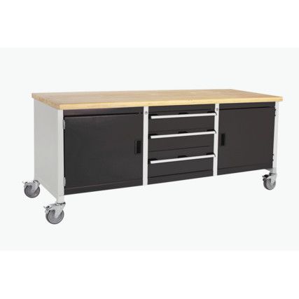 Cubio, Mobile Workbench, Anthracite Grey, 840mm x 2000mm x 750mm